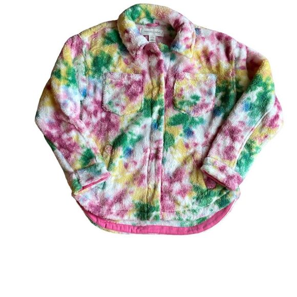 TREASURE & BOND Fleece Shirt Jacket Kids Large (10/12) Multicolor Tie Dye - Picture 9 of 11